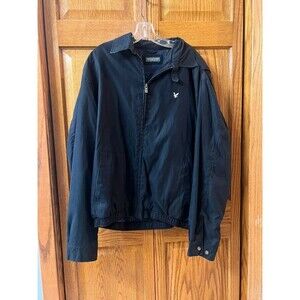 Lyle & Scott Men’s XL Navy Harrington Jacket Plaid Lined Zip Front Vintage Style